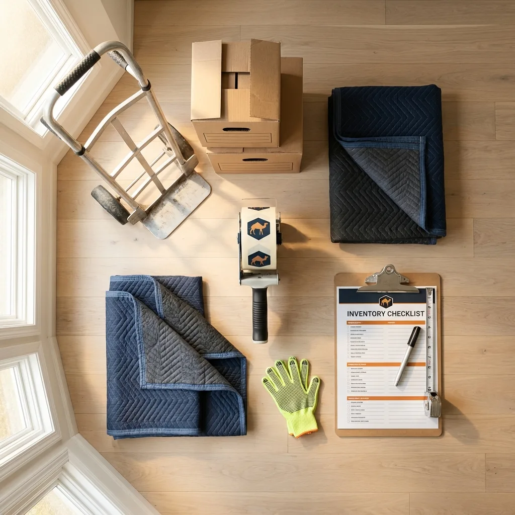 Professional moving supplies and packing materials layout for Marlinton residential relocations